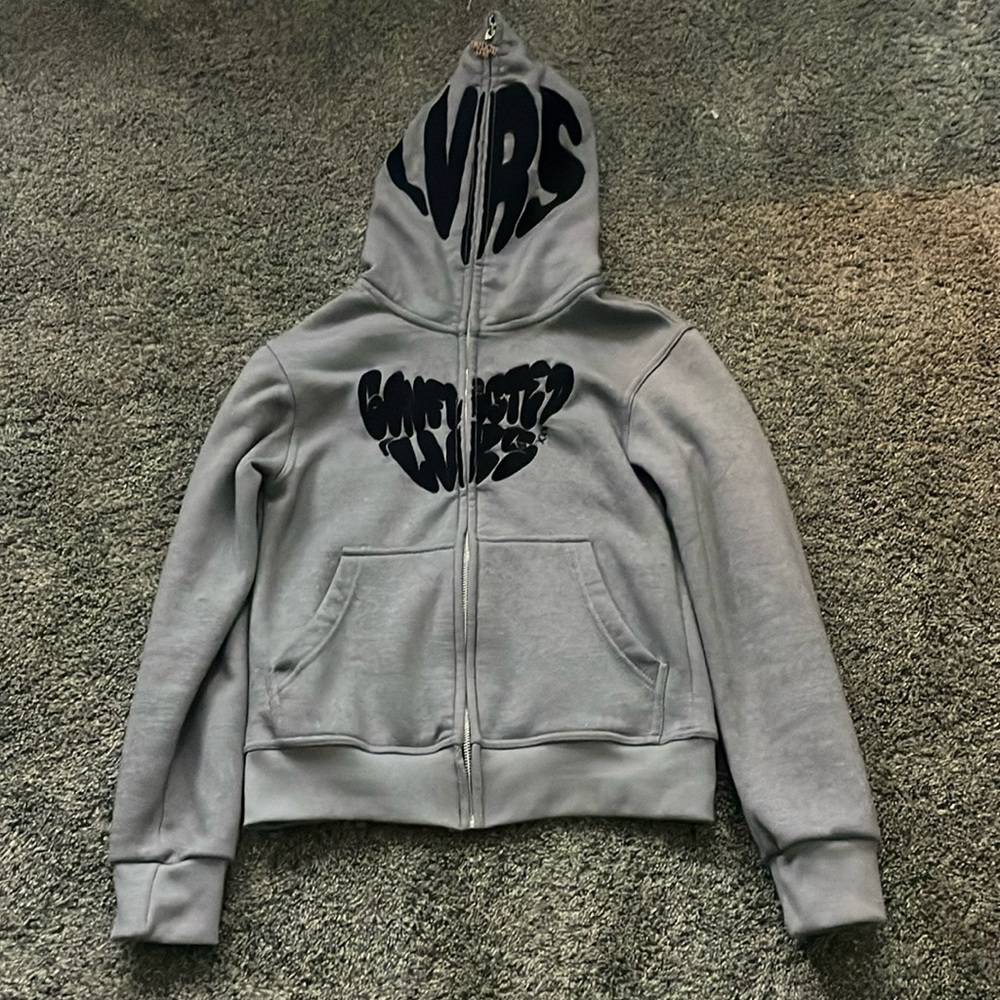 Conflicted lvrs full zip hoodie with a satin hood